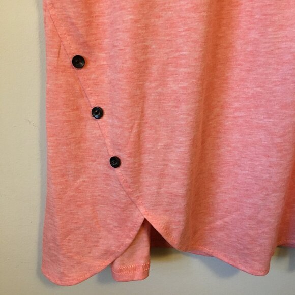 Coral Pink Womens Zipper + Button Punky Brewster Quirky Petal Hem A-line Tee XL - Picture 5 of 14